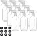 9 Pack Glass Spray Bottles, 16oz Empty Clear Boston Round Bottles Refillable Container with Trigger Sprayer for Cleaning Solutions, Essential Oils, Misting Plants by Suwimut