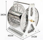 Garden Hose Holder Hose Reel Tool, Wall/Floor Mounted Water Hose Hanger, Retractable Hose Reel Butler Holder Hand Crank Swivel Bracket, Stainless Steel Organizer Water Hose Storage Stand - Image 2