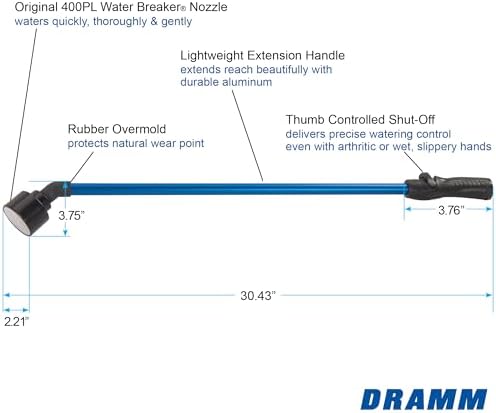Dramm One Touch Rain Wand Watering Wand – 30 Inch Garden Watering Wand with Thumb Control Valve – Gentle Shower Spray for Plants, Flower Beds & Hanging Baskets – Berry - Image 2