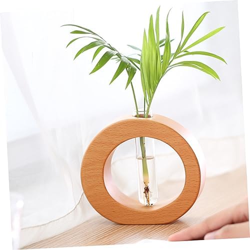 VOSAREA 4pcs Hydroponic Glass Test Tube Bud Vase with Wooden Rack Modern Desktop Flower Arrangement Holder for Home Decor Minimalist Design for Spaces Easy to Clean - Image 2