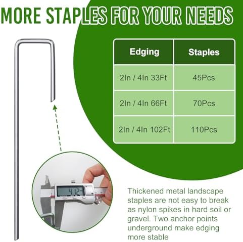 4 Inch Tall 102FT Landscape Edging with 110Pcs Metal Spikes, Plastic Garden Edging Border Landscape Edging Lawn Edging for Landscaping, Flower Bed, Paver, Yard - Image 4