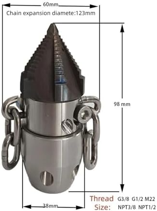 40L High Pressure Rope Chain Rotating Jetting Nozzle for Sewer - Image 7
