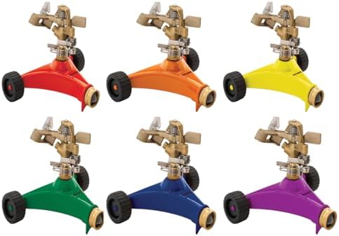 Dramm 15031 ColorStorm Premium Impulse Sprinkler with Heavy-Duty Metal Wheeled Base – Adjustable Brass Sprinkler Head, Waters up to 70 ft Diameter, Green - Image 5