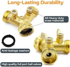 Garden Hose Quick Connect 3/4 Inch Brass Garden Hose Splitter Y-Type 2 Way Outdoor Faucet Connector - Image 5