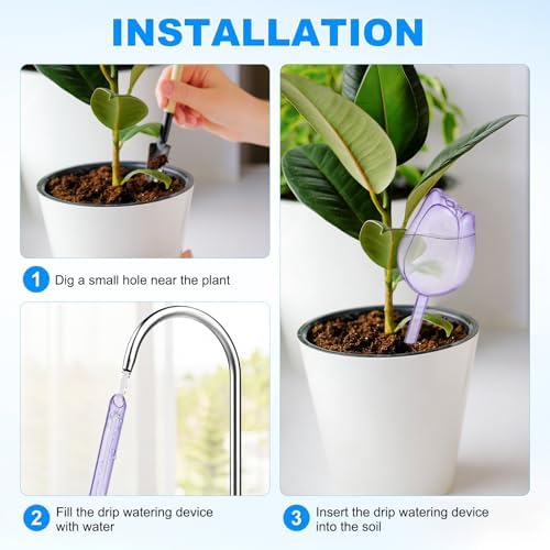 M METERXITY 4-Pack Plant Watering Globes, 9.4 Inch Plastic Self Watering Planter Insert for Indoor/Outdoor Plants, Self Water Devices [Purple] - Image 5