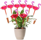 6 Pcs Non-Clogging Plant Watering Globes, Slow Release Flamingo Gradient Hot Pink Self Watering Planter Insert, Automatic Glass Waterer Bulbs for Indoor & Outdoor Plants by Unknown