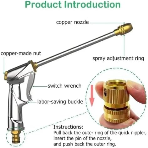Adjustable Garden Sprayer High Pressure Water Hose Nozzle Spray Gun for Watering Plants(Gray long Mouth) - Image 7