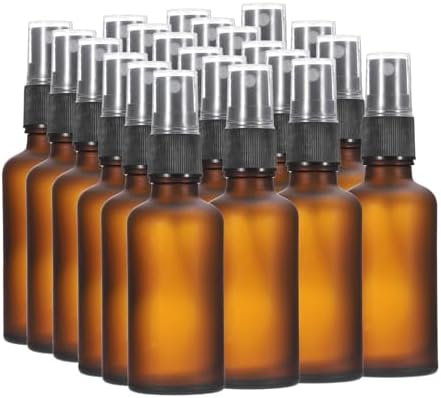 PATIKIL 2oz Glass Spray Bottles, 24pcs Leak Proof Empty Water Fine Mist Sprayer Refillable Containers for Cleaning Solutions Plants Hair, Brown Black by PATIKIL