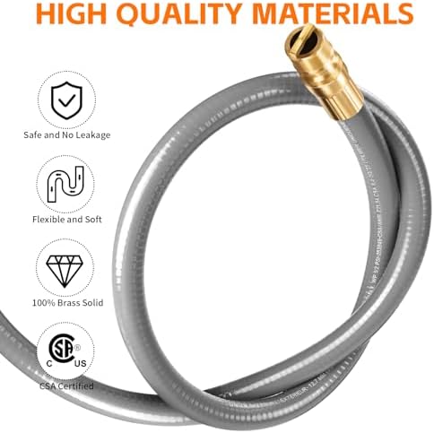 8 FT 1/2" ID Natural Gas Grill Hose with Quick Connect Fitting, Natural Gas Conversion Kit Suitable for Gas Grill, Generator, Patio Heater and More - Image 3