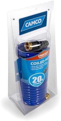 Camco 20' Self Coiling Water Hose with Brass Fittings and 1.5" ID for Marine Use, Cleaning, Car Washing and Gardening, Blue - Image 6