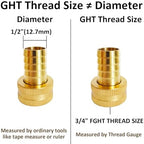 10Pcs 1/2" Barb x 3/4" Female GHT Thread Swivel Brass Garden Water Hose Pipe Connector Copper Fitting with Stainless Clamp House/Boat/Lawn/Power Wash/Irrigation - Image 2