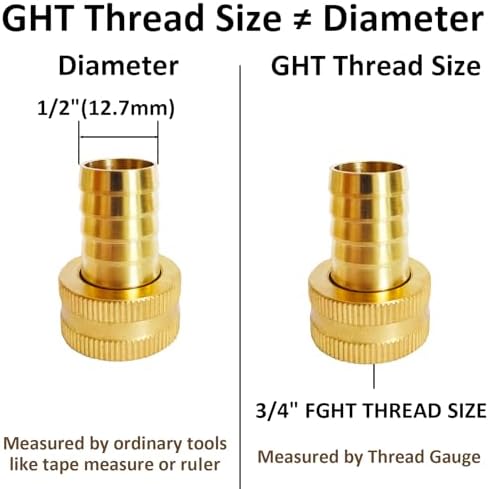 10Pcs 1/2" Barb x 3/4" Female GHT Thread Swivel Brass Garden Water Hose Pipe Connector Copper Fitting with Stainless Clamp House/Boat/Lawn/Power Wash/Irrigation - Image 2