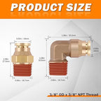 3/8" DOT Quick Push to Connect Fittings Brass Straight and 90 Degree Elbows, 3/8" OD x 3/8" NPT Thread DOT Air Brake Line Fittings for Truck Trailers or Industry Air System 13 Pcs - Image 2