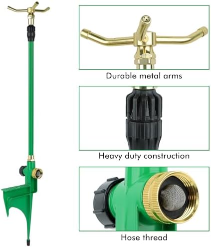 RESTMO 3-Arm Sprinklers for Yard with Adjustable Telescoping Base - Image 4