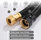 Garden Hose 5/8"x 75ft Brass Rubber Heavy Duty Water Hose 600 PSI Black - Image 3