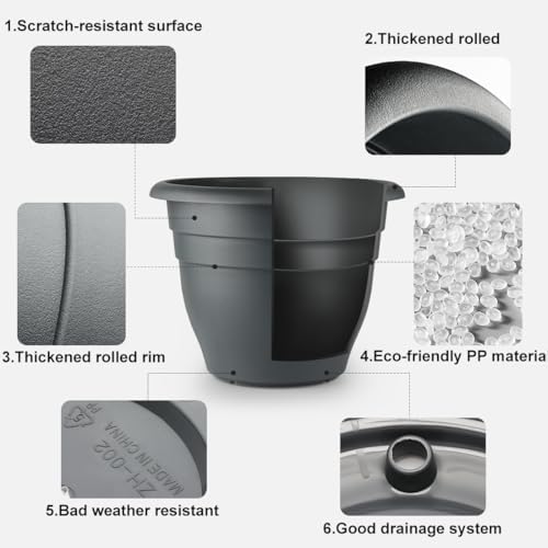 RooTrimmer 3 Pack 16 Inch Rolling Large Plant Pots - Image 3