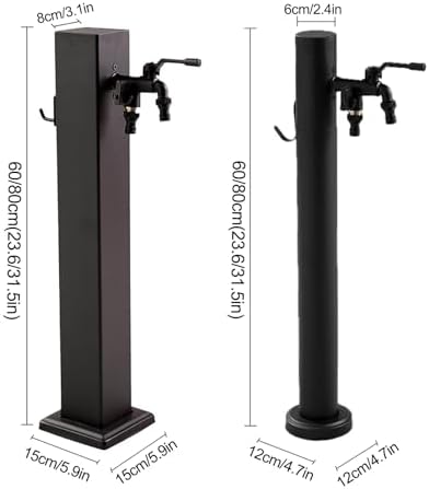 304 Stainless Steel Outdoor Vertical Hose Stand with Antifreeze Faucet, 5.9" x 23.6" Water Dispenser Hydrant for Irrigation and Washing - Image 7