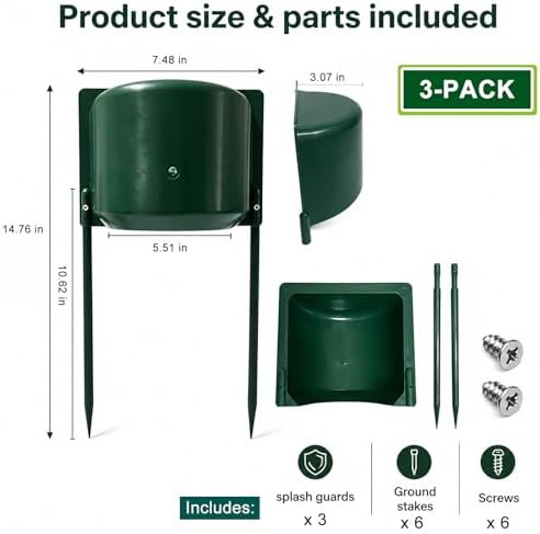 6 Pcs Sprinkler Splash Guard Green 10.62" Stakes Overspray Shield - Image 7