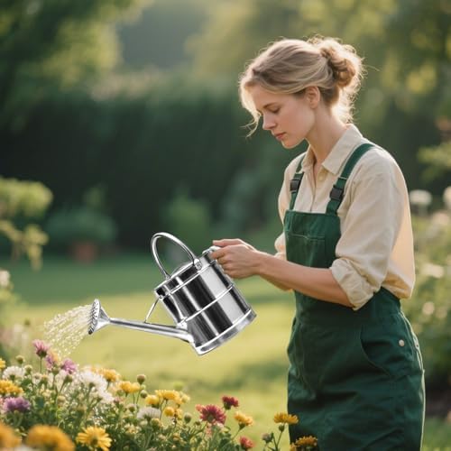 3 Gallon Metal Watering Can, Plants Stainless Steel Watering Pot with Long Spray Spout, Indoor Watering Can, Easy to Pour Flower Cans Outdoor Garden Large Capacity Ergonomic Handle,Outdoor Reusable - Image 3