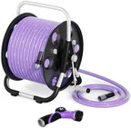 FREEDOM Portable and Wall-Mountable Garden Hose Reel equipped with 5/8' 100ft, Kink-Free Hybrid Hose, Lightweight, Easy Setup. Spray Nozzle and Leader Hose Included by Yunigo