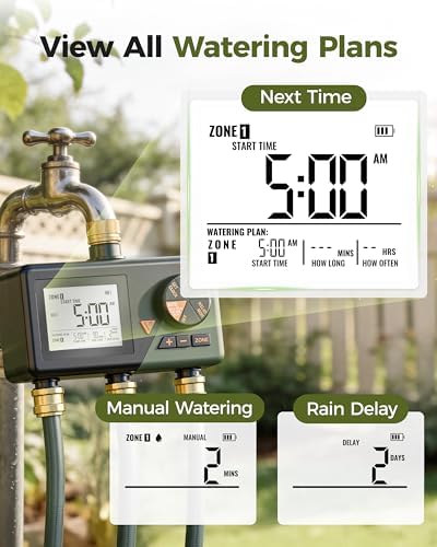 Diivoo Brass 3 Zone Sprinkler Timer, Programmable Hose Timers for Watering - Image 2