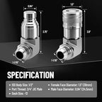 90° Elbow Flat Face Hydraulic Coupler, 1/2" Body Size x 3/4" JIC - Image 4