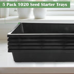 RooTrimmer 1020 Nursery Pot Trays 5 Pack, Plastic Flat Seed Starter Tray, Reusable Seedling Starting Tray for Holding and Carrying Plant Pots (Black) - Image 3