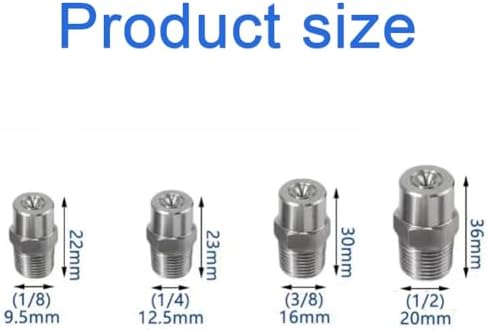 1/8, 1/4, 3/8, 1/2 inch Stainless Steel Solid Cone Nozzle, 304 Material nozzles, for high-Pressure and Low-Pressure Atomization Nozzle dust, Moisture, humidification, etc. - Image 2
