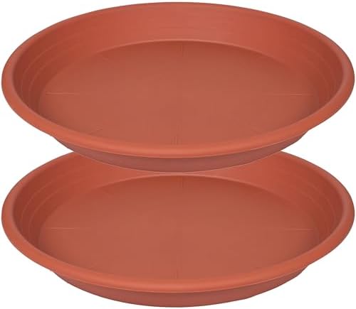 2 Pack of 16 inch Plant Saucer, Large Plant Tray, Heavy Sturdy Plant Drainage Tray for Indoors, Bird Bath Bowls, Sturdy Plastic Pot Tray for Planter 14 15 16" (Terracotta) by Unknown
