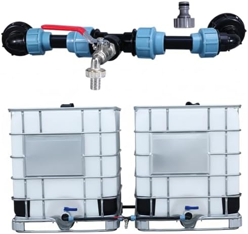 Rain Barrel Diverter Kit for 2 Barrels Heavy Duty Nickel-Plated Brass Spigot with PE Hose & Fittings Leak-Resistant Connector Kit for IBC Tote Water Transfer Rain Barrel Diverter, SPI by Unknown