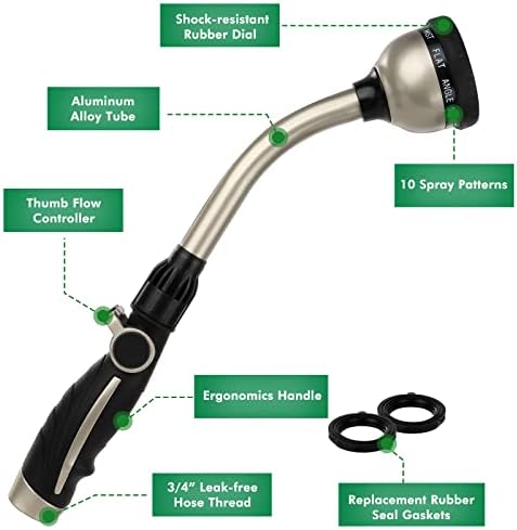 RESTMO Garden Watering Combo, Heavy Duty Hose Sprayer | Metal Hose Wand | High Pressure Hose Nozzle, Thumb Flow Control, Quick Connect Fittings Included, Easy to Reach Anywhere in Garden & Lawn - Image 4