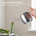 Mikikit Small Stainless Steel Watering Can with Long Spout for Indoor Plants Garden Kettle Tool with Handle Practical Sprinkling Can for Office and Home Gardening - Image 4