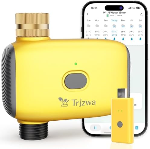 WiFi Sprinkler Timer 2025 WiFi Water Timer for Garden Hose,Brass Inlet Smart Irrigation System for Garden,APP Remote Control via WiFi and Bluetooth,Sprinkler Watering for Lawns, Patios by TRJZWA