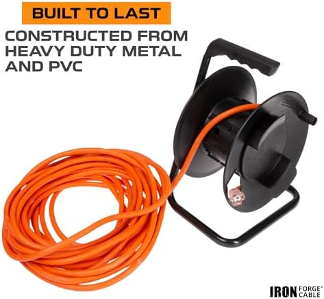 Iron Forge Cable Extension Cord Storage Reel, Metal Stand - Black - Image 4
