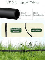 1/4" Drip Irrigation Tubing with 6" Emitter Spacing, (650 Ft Roll) Hydroponics Dripline with Built-in 0.5 GPH Dripper, Saving 80% Water, Drip Line for Greenhouses and Dense Planting Areas (Black) - Image 5