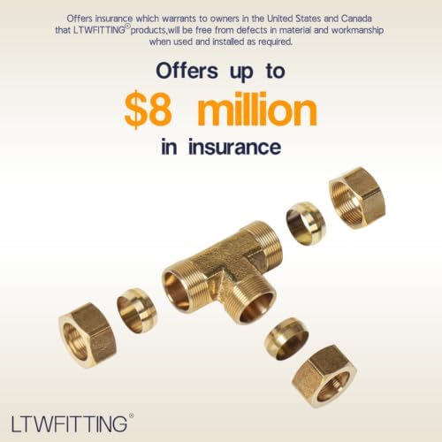 LTWFITTING 7/8-Inch OD Compression Tee,Brass Compression Fitting(Pack of 3) - Image 4