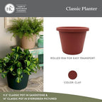 The HC Companies Classic Round Plastic Plant Pot w/Rolled Rim - Lightweight & UV Resistant Flower Pot for Herbs & More - Outdoor & Indoor Plant Pots w/Drainage (15.5 inch Clay, Pack of 1) - Image 3
