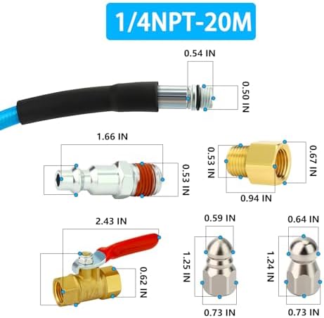 Sewer Jetter Kit, 70 FT (20M) High Pressure Drain Cleaning Hose - Image 2
