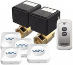 VAW Smart Water Shut Off Valve System - 2 * 1/2' Automatic Heavy Full Port Valve + 4 Wireless Water Leak Detectors + Controller, No Hub, 3-Year Battery, IP66 Waterproof for Kitchen Bathroom Basement by Unknown