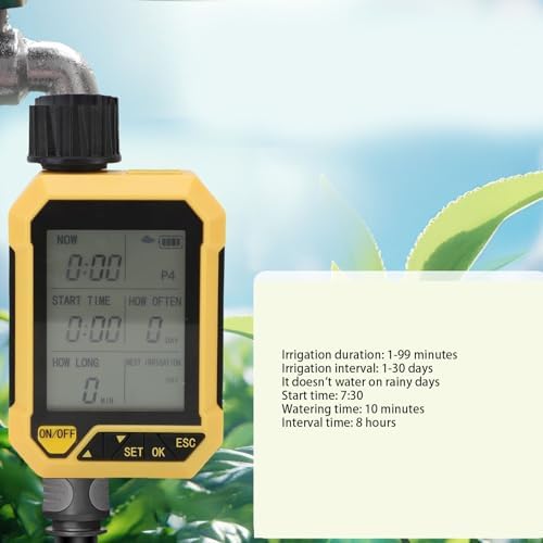 Programmable Water Timer, Digital Irrigation Timer with Rain Delay, Manual Mode, ABS and Brass Construction for Lawn Yard Garden, Outdoor Watering System for Drip Irrigation - Image 4