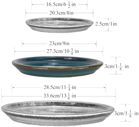 W&W Ceramic Plant Saucer - Plant Trays for Indoor Pots (Teal, 10 inches, 2 Packs) - Image 3