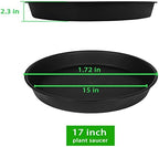 4 Pack of 16 17 inch Plant Saucer (15 inch Base), 2.3" Depth, Heavy Duty Deep Plant Trays for Pots, Plastic Plant Saucers for Indoors, Bird Bath Bowls, Drip Trays for Planter (17", Black) - Image 7