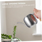 Silver Watering Can 1.2l with Wooden Handle, Stainless Steel - Image 4