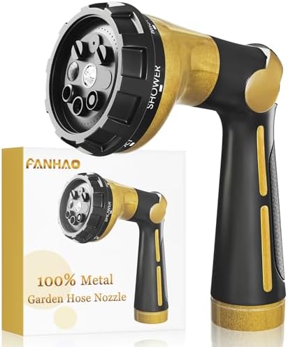 FANHAO Heavy Duty Garden Hose Nozzle, Metal Hose Sprayer Easy Thumb Control by FANHAO