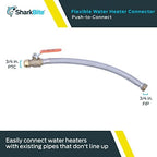 SharkBite 3/4 Inch Ball Valve x 3/4 Inch FIP x 18 Inch Stainless Steel Flexible Water Heater Connector, Push to Connect Brass Plumbing Fitting, PEX Pipe, Copper, CPVC, PE-RT, HDPE, U3088FLEX18BVLF - Image 2