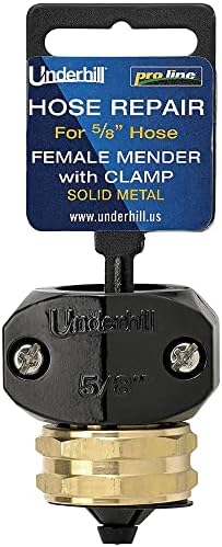 Underhill Garden Hose Repair Kit, Clamp Connectors, Clamps with Coupling, Heavy-Duty Brass Fittings, Menders with Clamp (5/8" Female Mender Clamp) by Underhill