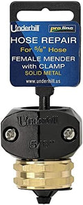 Underhill Garden Hose Repair Kit, Clamp Connectors, Clamps with Coupling, Heavy-Duty Brass Fittings, Menders with Clamp (5/8" Female Mender Clamp) by Underhill