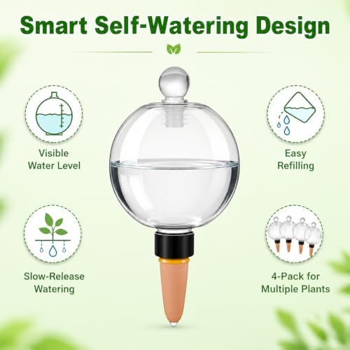17oz Extra Large Self Watering Globes - Plant Watering Globes, Plastic Water Bulbs, Indoor/Outdoor Plant Watering Devices for Automatic Drip Irrigation, 4 Pack - Image 3
