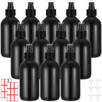 Norme 12 Pcs 8 oz Glass Spray Bottles, Funnels and Labels, Black, Stylish by Norme