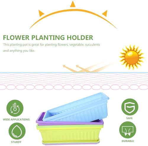 4 Pack Rectangular Window Box Planters with Tray and Drainage - Image 7
